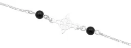 Pulsera de Plata 925 Nudo de Bruja con Cadena Figaro Negra - Imagen 2