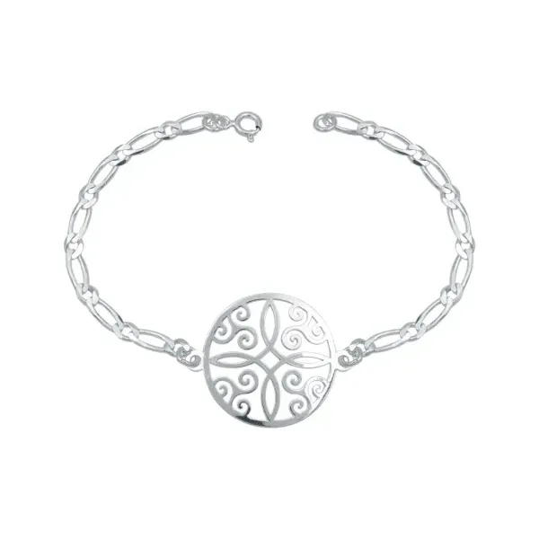 Pulsera de plata .925 plateado Medalla Nudo de Bruja Figaro — Joyaris