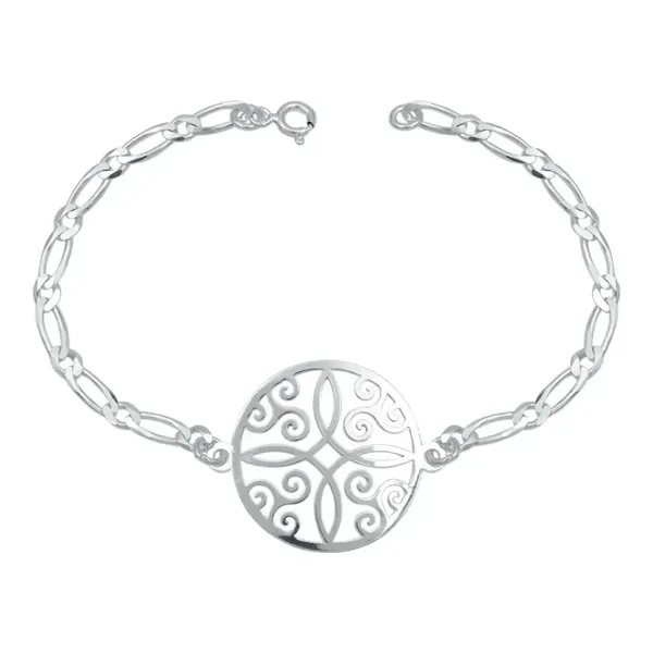 Pulsera de plata .925 plateado Medalla Nudo de Bruja Figaro — Joyaris