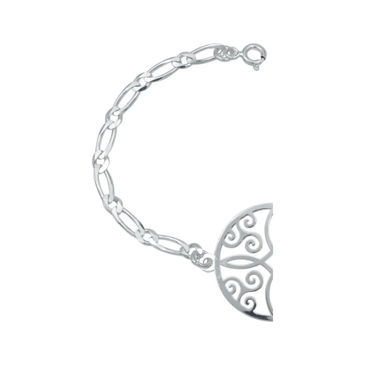 Pulsera Plata 925 Medalla Nudo Bruja Cadena Figaro 18cm - Imagen 2