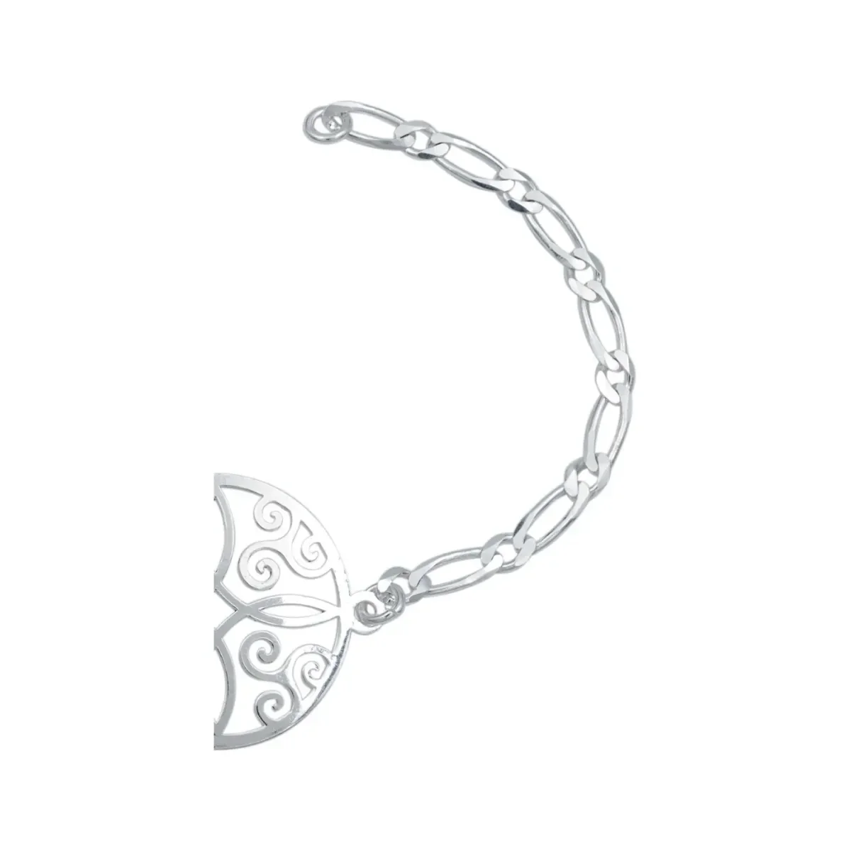 Pulsera Plata 925 Medalla Nudo Bruja Cadena Figaro 18cm - Imagen 3