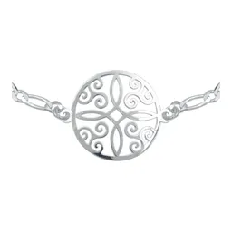 Pulsera Plata 925 Medalla Nudo Bruja Cadena Figaro 18cm - Imagen 4