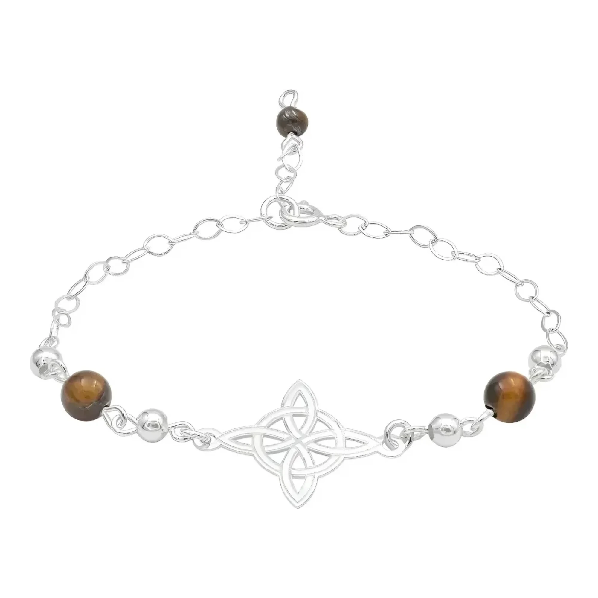 Pulsera nudo de bruja plata 925 dije celta bolas lisas 3 mm y cordon ajustable broche reasa amuleto contra malas vibras