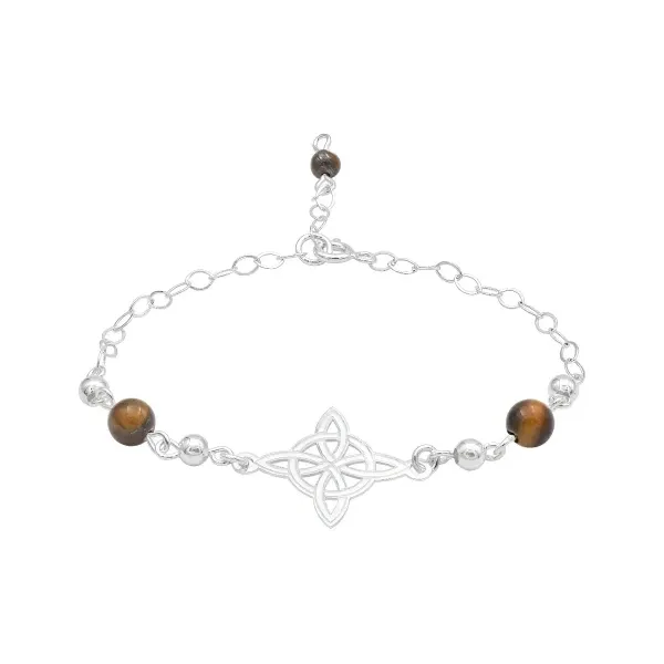 Pulsera de plata .925 Cafe Nudo de Bruja laser ajustable — Joyaris