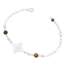 Pulsera Plata 925 Nudo de Bruja Láser con Bolas y Cordón Ajustable - Imagen 2
