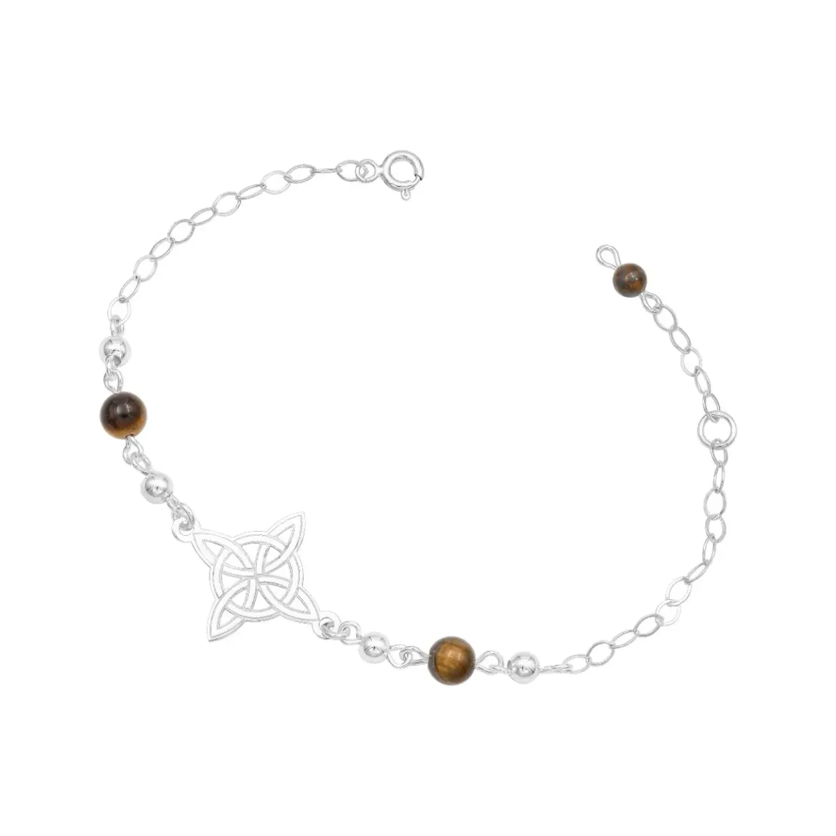 Pulsera Plata 925 Nudo de Bruja Láser con Bolas y Cordón Ajustable - Imagen 2