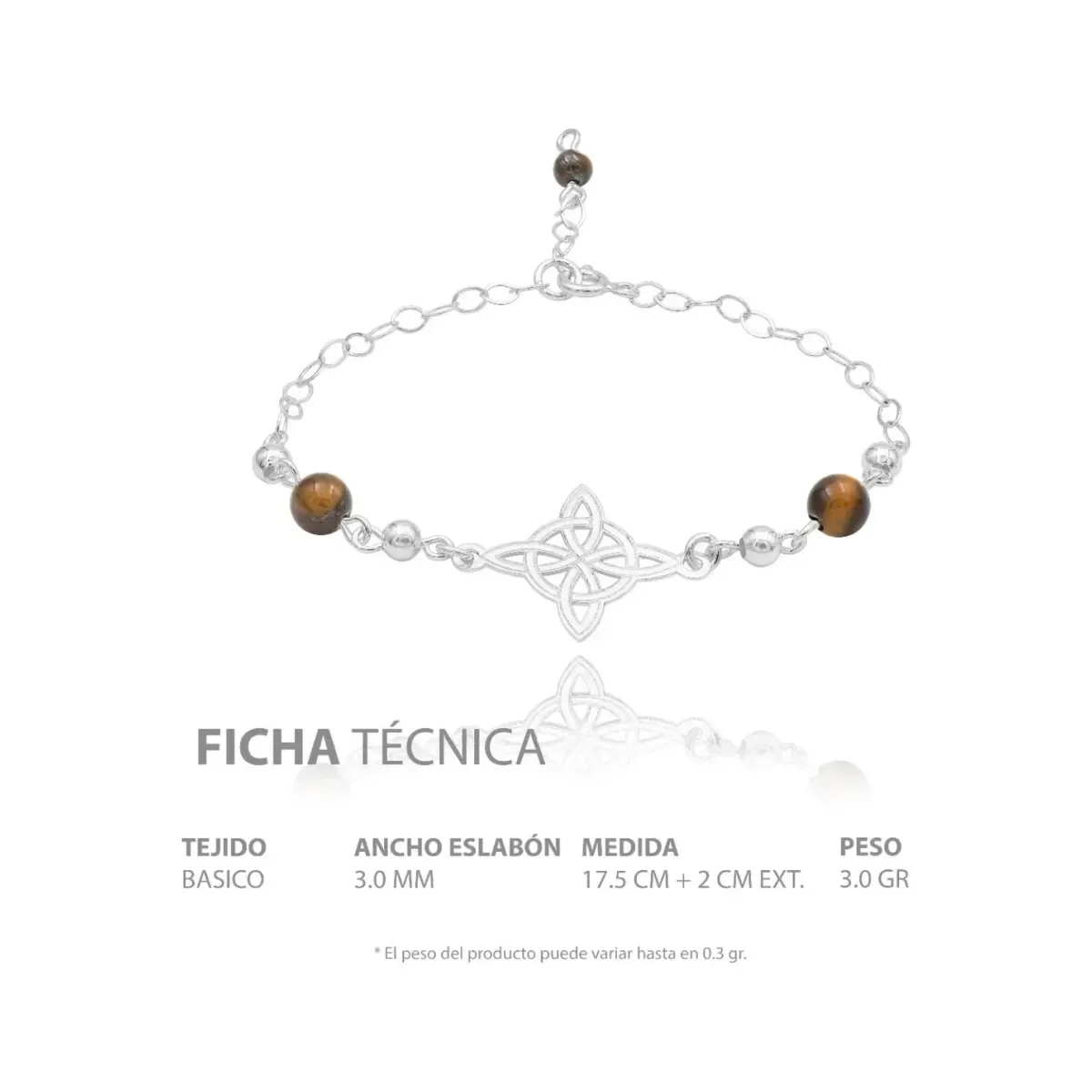 Pulsera Plata 925 Nudo de Bruja Láser con Bolas y Cordón Ajustable - Imagen 7