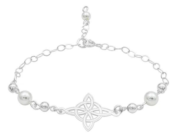 Pulsera de plata .925 ajustable nudo de bruja laser bolas — Joyaris