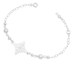 Pulsera Plata 925 Nudo de Bruja con Bolas Diseño Láser Ajustable - Imagen 2