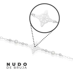 Pulsera Plata 925 Nudo de Bruja con Bolas Diseño Láser Ajustable - Imagen 4