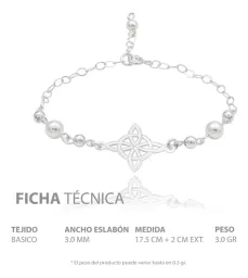 Pulsera Plata 925 Nudo de Bruja con Bolas Diseño Láser Ajustable - Imagen 7