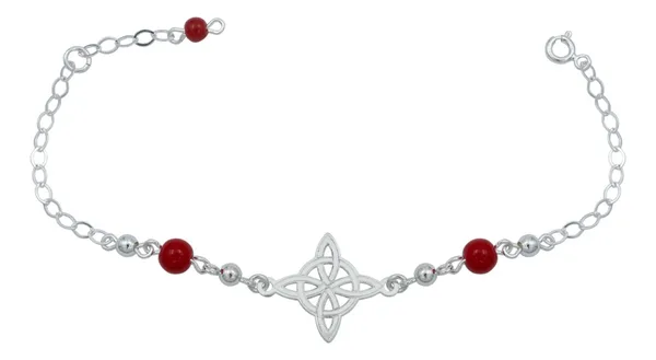 Pulsera de plata .925 roja Nudo de Bruja Laser Bolitas ajustable — Joyaris