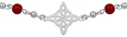 Pulsera Plata 925 Nudo Bruja Láser con Bolitas Rojas - Imagen 2