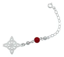 Pulsera Plata 925 Nudo Bruja Láser con Bolitas Rojas - Imagen 4