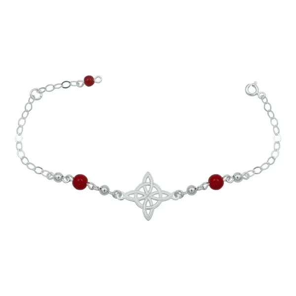 Pulsera de plata .925 roja Nudo de Bruja Laser Bolitas ajustable — Joyaris