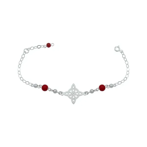 Pulsera de plata .925 roja Nudo de Bruja Laser Bolitas ajustable — Joyaris