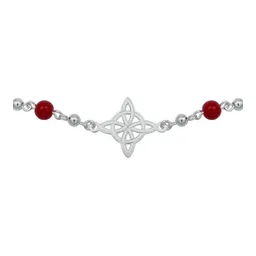Pulsera Plata 925 Nudo Bruja Láser con Bolitas Rojas - Imagen 2