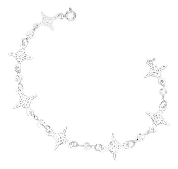 Pulsera de plata .925 blanca cristales diseno Nudo de Bruja Laser 19 cm — Joyaris