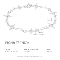 Pulsera de Plata 925 Nudo de Bruja con Cristales 19cm Mujer - Imagen 5