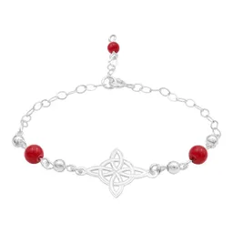 Pulsera Plata 925 Nudo de Bruja Láser Hilo Rojo Ajustable - Imagen 1