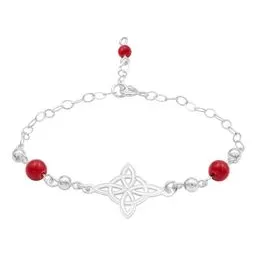 Pulsera Plata 925 Nudo de Bruja Láser Hilo Rojo Ajustable - Imagen 1