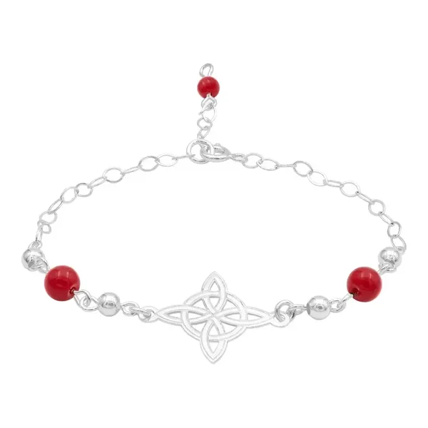 Pulsera Plata 925 Nudo de Bruja Láser Hilo Rojo Ajustable - Imagen 1
