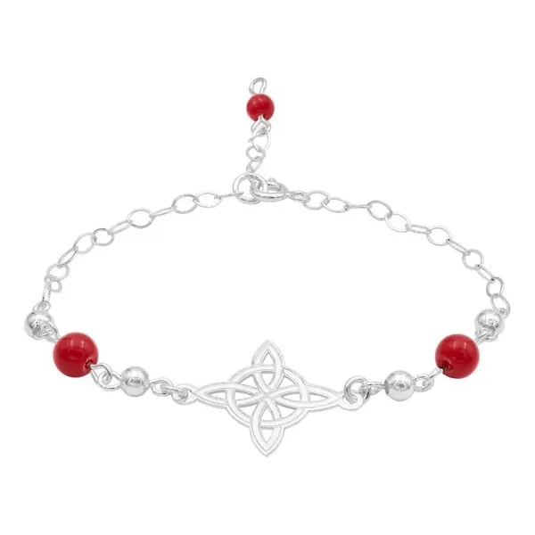Pulsera Plata 925 Nudo de Bruja Láser Hilo Rojo Ajustable - Imagen 1