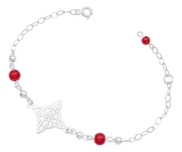 Pulsera Plata 925 Nudo de Bruja Láser Hilo Rojo Ajustable - Imagen 2