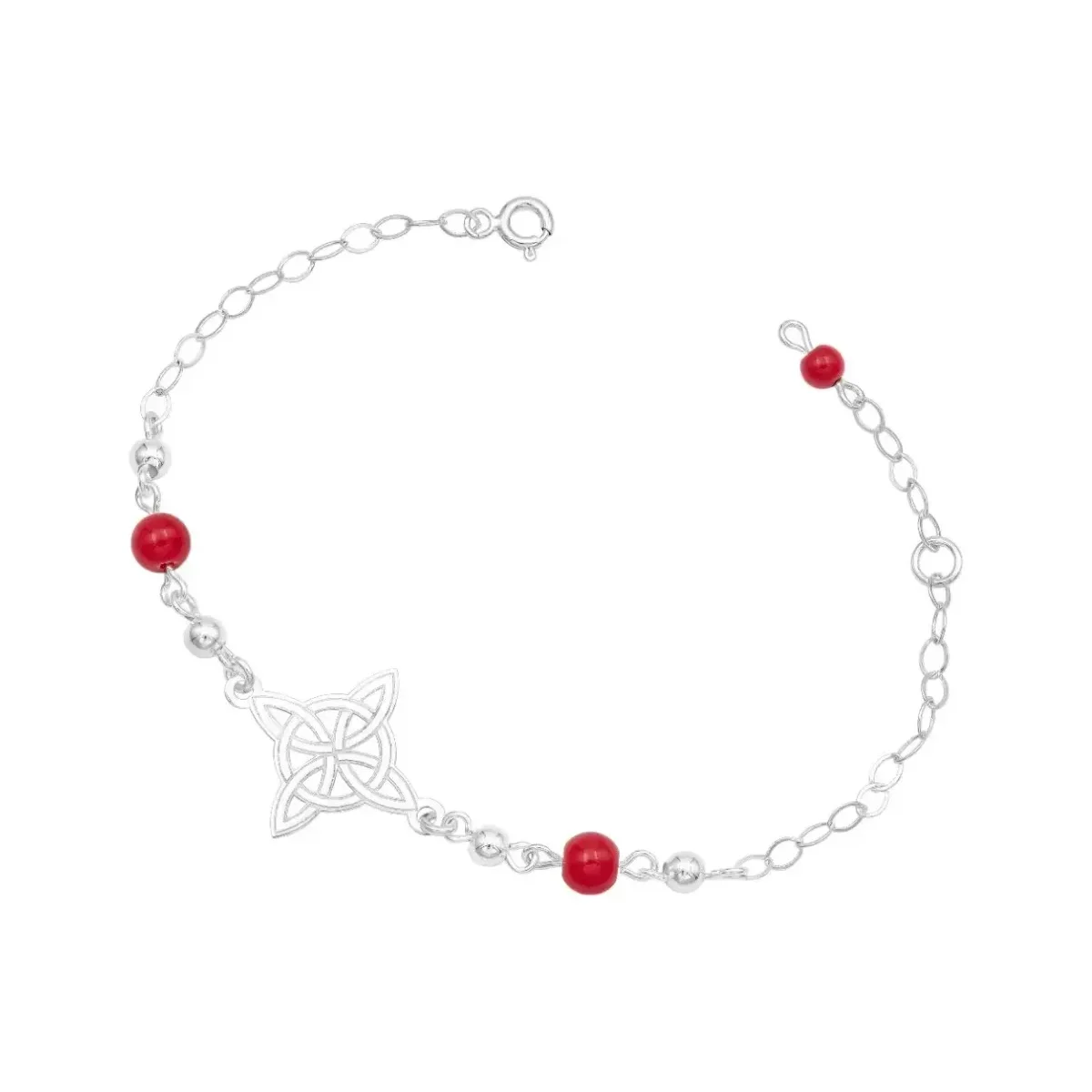 Pulsera Plata 925 Nudo de Bruja Láser Hilo Rojo Ajustable - Imagen 2