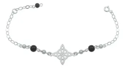 Pulsera Plata 925 Nudo Bruja Bolitas Unisex - Imagen 1