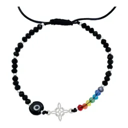 Pulsera Plata 925 Nudo Bruja Ojo Turco Ajustable Cordón Negro - Imagen 3
