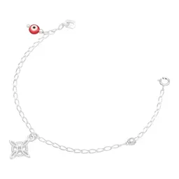 Pulsera Plata Ley .925 Nudo Bruja Ojo Turco Amuleto 18cm - Imagen 1