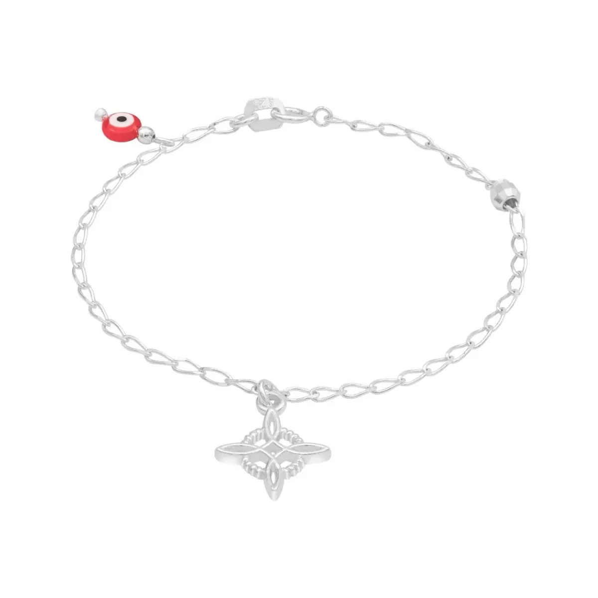 Pulsera Plata Ley .925 Nudo Bruja Ojo Turco Amuleto 18cm - Imagen 3