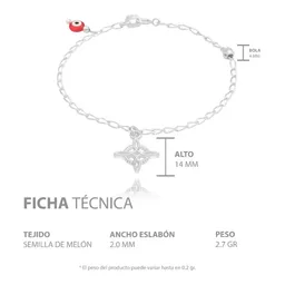 Pulsera Plata Ley .925 Nudo Bruja Ojo Turco Amuleto 18cm - Imagen 5