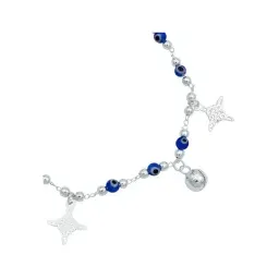 Pulsera Plata 925 Nudo de Bruja y Ojo Turco Azul con Cascabeles - Imagen 3