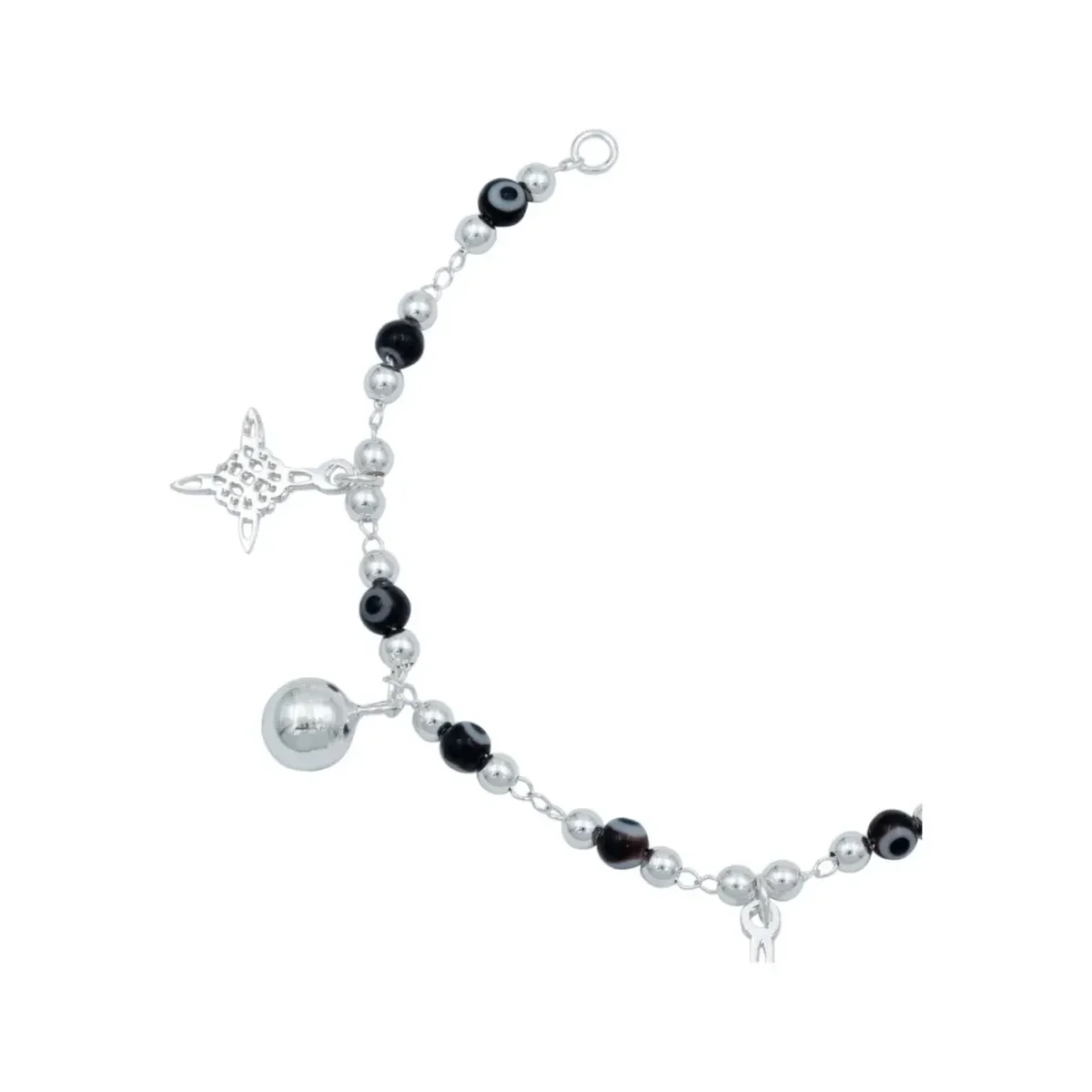 Pulsera Plata 925 Nudo de Bruja con Ojo Turco y Cascabeles para Mujer - Imagen 4