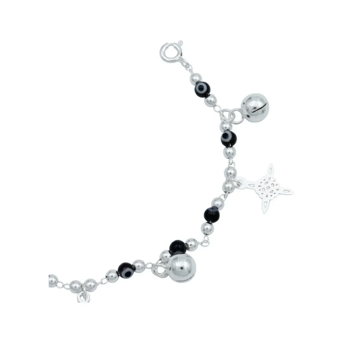 Pulsera Plata 925 Nudo de Bruja con Ojo Turco y Cascabeles para Mujer - Imagen 5