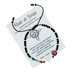 Pulsera Plata 925 Nudo de Bruja Ojo Turco 7 Chakras Ajustable - Imagen 2