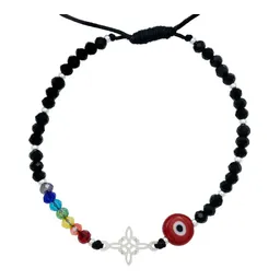 Pulsera Plata 925 Nudo de Bruja Ojo Turco 7 Chakras Ajustable - Imagen 3