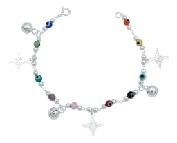 Pulsera Plata 925 Nudo de Bruja Ojo Turco Multicolor - Imagen 1