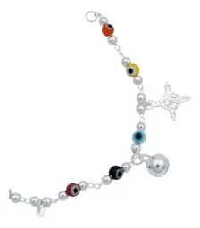 Pulsera Plata 925 Nudo de Bruja Ojo Turco Multicolor - Imagen 5