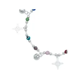 Pulsera Plata 925 Nudo de Bruja Ojo Turco Multicolor - Imagen 2