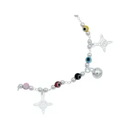 Pulsera Plata 925 Nudo de Bruja Ojo Turco Multicolor - Imagen 3