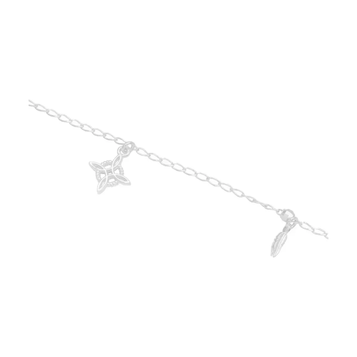 Pulsera Plata 925 Nudo de Bruja Ojo Turco Pluma Bola Facetada - Imagen 2