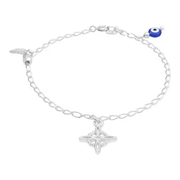 Pulsera Plata 925 Nudo de Bruja Ojo Turco Pluma Bola Facetada - Imagen 3