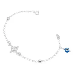 Pulsera Plata .925 Nudo de Bruja Ojo Turco Protección 18cm - Imagen 1