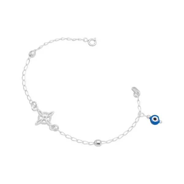 Pulsera Plata .925 Nudo de Bruja Ojo Turco Protección 18cm - Imagen 1