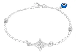 Pulsera Plata .925 Nudo de Bruja Ojo Turco Protección 18cm - Imagen 3