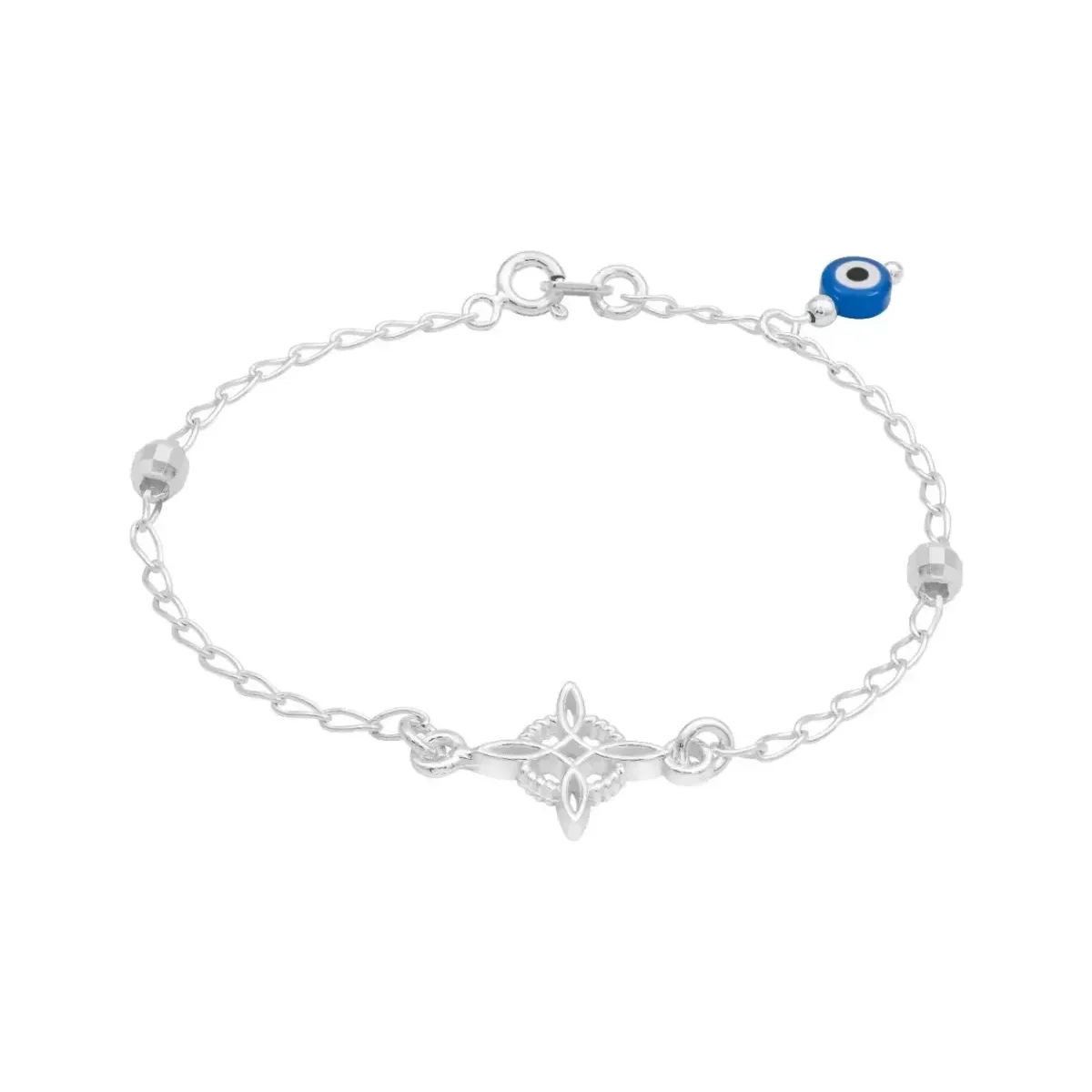 Pulsera Plata .925 Nudo de Bruja Ojo Turco Protección 18cm - Imagen 3