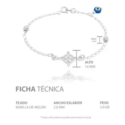 Pulsera Plata .925 Nudo de Bruja Ojo Turco Protección 18cm - Imagen 5